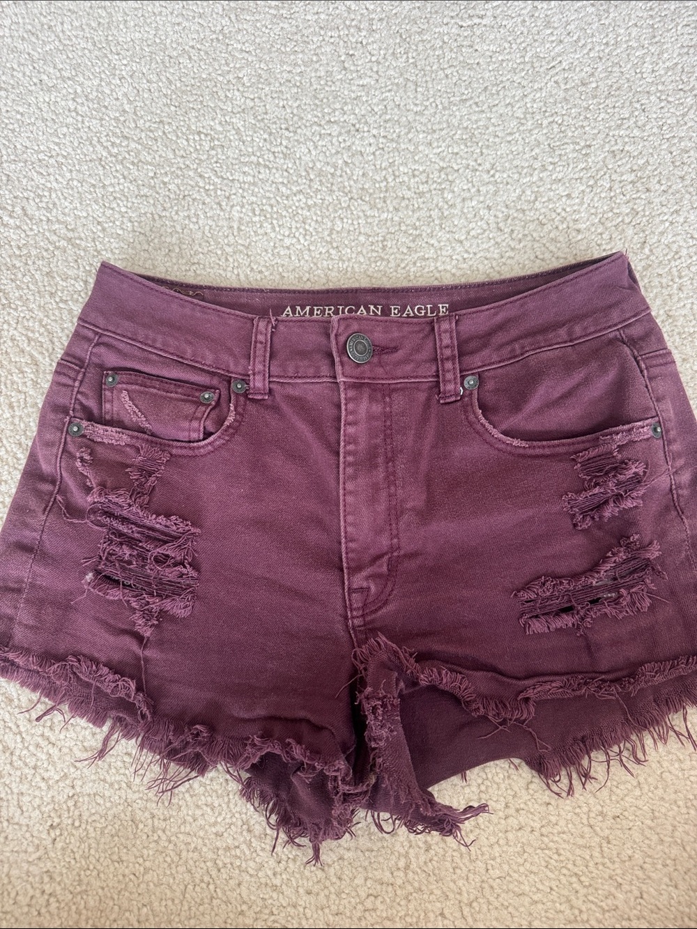 American Eagle Outfitters Plum Distressed Denim Shorts